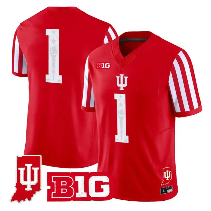 Team Jersey #1 Indiana Hoosiers 2026 Candy Stripe Indiana State Patch Stitched 1 Team Jersey #1 Indiana Hoosiers 2026 Candy Stripe Indiana State Patch Stitched by My Store NCAA Football Jerseys