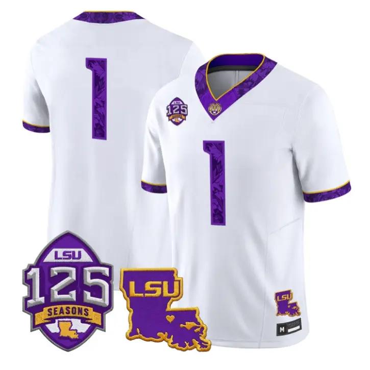 Team Jersey #1 LSU Tigers 2026 Silent Season of 1918 Louisiana Patch Stitched 1 Team Jersey #1 LSU Tigers 2026 Silent Season of 1918 Louisiana Patch Stitched by My Store NCAA Football Jerseys