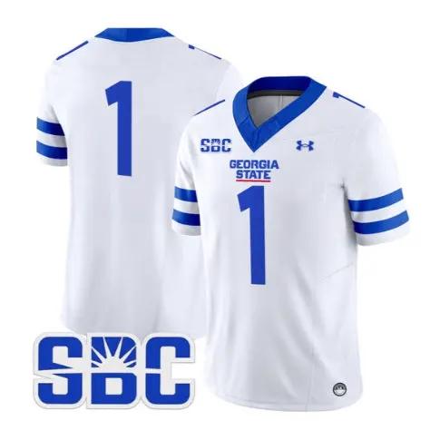 Team_Jersey_1_Georgia_State_Panthers_2026_Limited_All_Stitched_White - Malcom Terry Team Jersey #1 Georgia State Panthers 2026 Limited All Stitched by My Store NCAA Football Jerseys