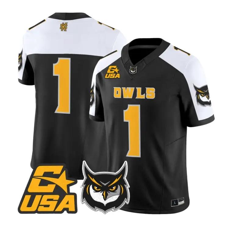 Team_Jersey_1_Kennesaw_State_Owls_2026_Vapor_Limited_All_Stitched_Black_Alter - Malcom Terry Team Jersey #1 Kennesaw State Owls 2026 Vapor Limited All Stitched by My Store NCAA Football Jerseys