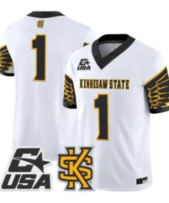 Team_Jersey_1_Kennesaw_State_Owls_2026_Vapor_Limited_All_Stitched_White - Malcom Terry Team Jersey #1 Kennesaw State Owls 2026 Vapor Limited All Stitched by My Store NCAA Football Jerseys