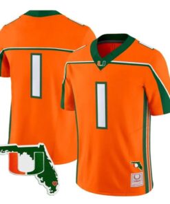Team Jersey #1 Miami Hurricanes Throwback 2026 Florida Patch Stitched by My Store NCAA Football Jerseys