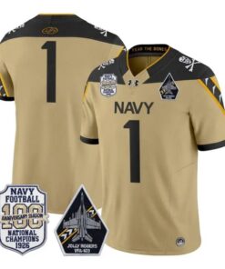Team Jersey #1 Navy Midshipmen 100th Anniversary Patch Vapor Stitched by My Store NCAA Football Jerseys