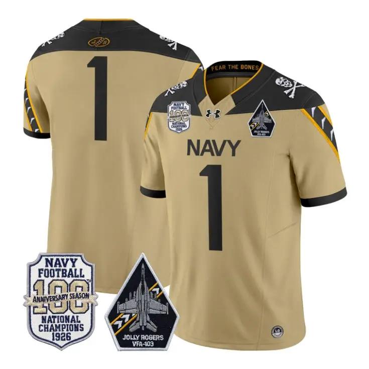 Team Jersey #1 Navy Midshipmen 100th Anniversary Patch Vapor Stitched by My Store NCAA Football Jerseys