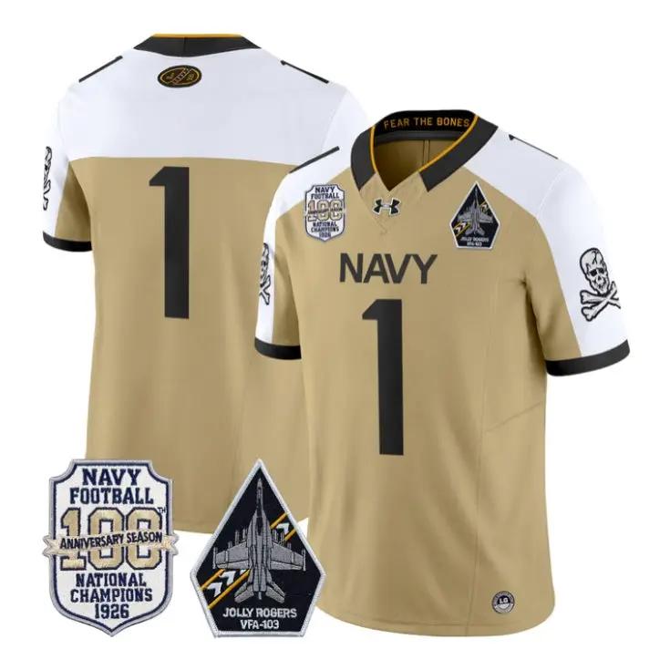 Team Jersey #1 Navy Midshipmen 100th Anniversary Patch Vapor Stitched by My Store NCAA Football Jerseys