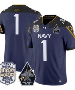 Team Jersey #1 Navy Midshipmen 100th Anniversary Patch Vapor Stitched by My Store NCAA Football Jerseys