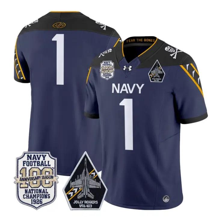 Team Jersey #1 Navy Midshipmen 100th Anniversary Patch Vapor Stitched by My Store NCAA Football Jerseys