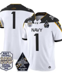 Team Jersey #1 Navy Midshipmen 100th Anniversary Patch Vapor Stitched by My Store NCAA Football Jerseys