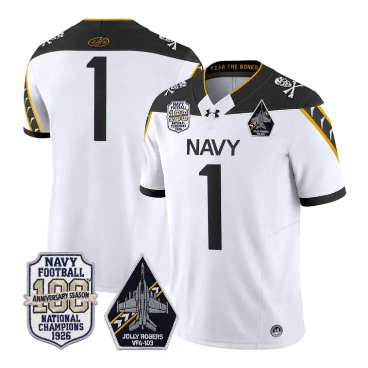 Team Jersey #1 Navy Midshipmen 100th Anniversary Patch Vapor Stitched by My Store NCAA Football Jerseys