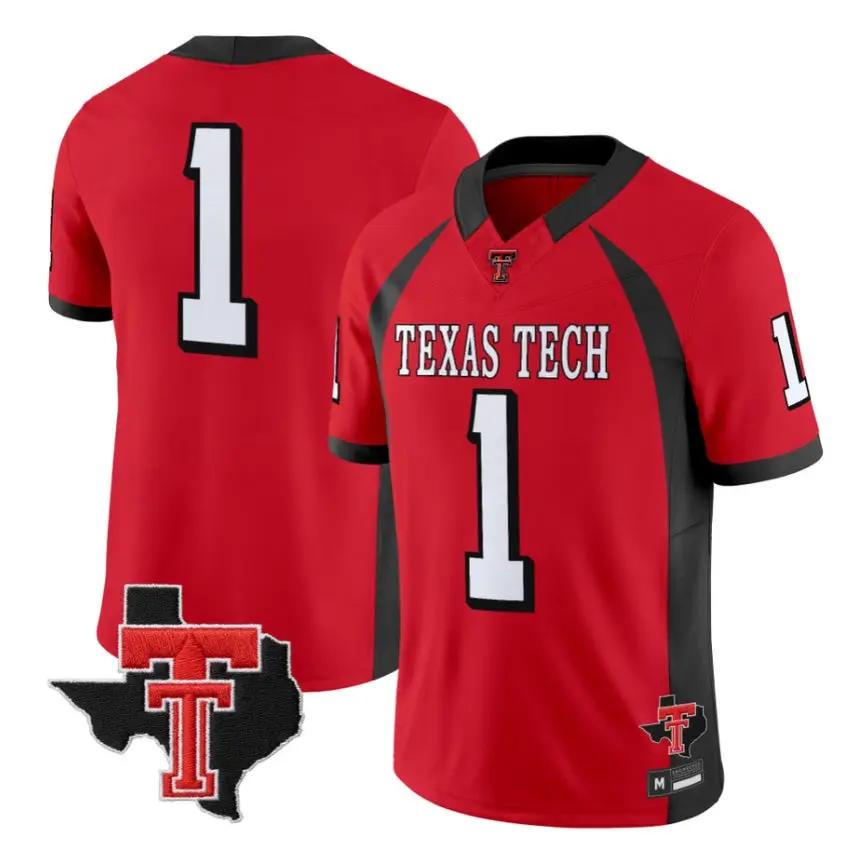 Team Jersey #1 Texas Tech Red Raiders 2026 Throwback Texas Patch Stitched by My Store NCAA Football Jerseys