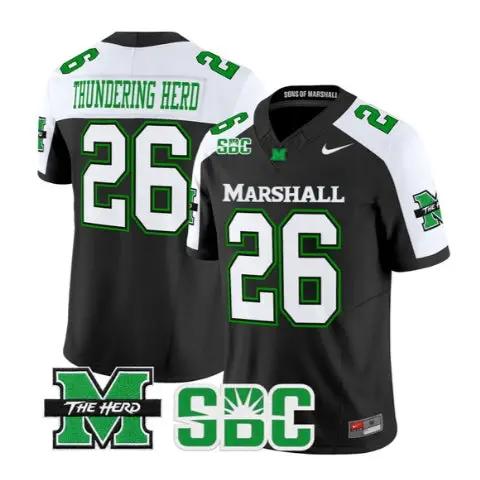 Thundering_Herd_Jersey_26_Marshall_Thundering_Herd_Stitched_Black_Alter - Malcom Terry Thundering Herd Jersey #26 Marshall Thundering Herd Stitched by My Store NCAA Football Jerseys