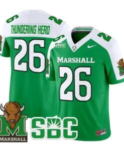 Thundering_Herd_Jersey_26_Marshall_Thundering_Herd_Stitched_Green_Alter - Malcom Terry Thundering Herd Jersey #26 Marshall Thundering Herd Stitched by My Store NCAA Football Jerseys