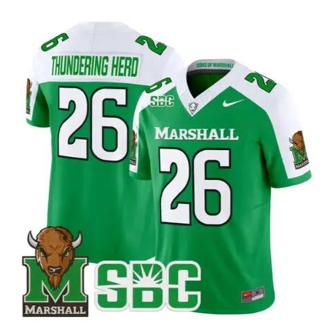 Thundering_Herd_Jersey_26_Marshall_Thundering_Herd_Stitched_Green_Alter - Malcom Terry Thundering Herd Jersey #26 Marshall Thundering Herd Stitched by My Store NCAA Football Jerseys