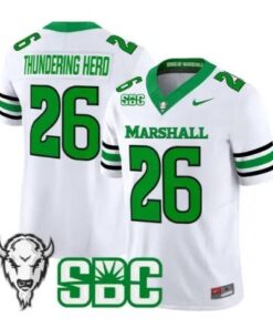 Thundering_Herd_Jersey_26_Marshall_Thundering_Herd_Stitched_White - Malcom Terry Thundering Herd Jersey #26 Marshall Thundering Herd Stitched by My Store NCAA Football Jerseys