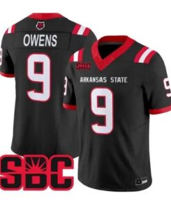 Trey Owens Jersey #9 Arkansas State Red Wolves 2026 All Stitched by My Store NCAA Football Jerseys