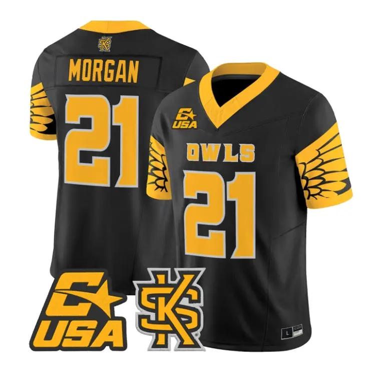 Triston_Morgan_Jersey_21_Kennesaw_State_Owls_2026_Limited_Stitched_Black - Malcom Terry Triston Morgan Jersey #21 Kennesaw State Owls 2026 Limited Stitched by My Store NCAA Football Jerseys
