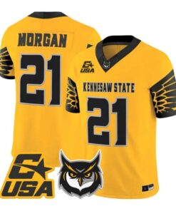 Triston_Morgan_Jersey_21_Kennesaw_State_Owls_2026_Limited_Stitched_Gold - Malcom Terry Triston Morgan Jersey #21 Kennesaw State Owls 2026 Limited Stitched by My Store NCAA Football Jerseys