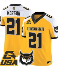 Triston_Morgan_Jersey_21_Kennesaw_State_Owls_2026_Limited_Stitched_Gold_Alter - Malcom Terry Triston Morgan Jersey #21 Kennesaw State Owls 2026 Limited Stitched by My Store NCAA Football Jerseys