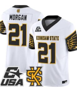 Triston_Morgan_Jersey_21_Kennesaw_State_Owls_2026_Limited_Stitched_White - Malcom Terry Triston Morgan Jersey #21 Kennesaw State Owls 2026 Limited Stitched by My Store NCAA Football Jerseys