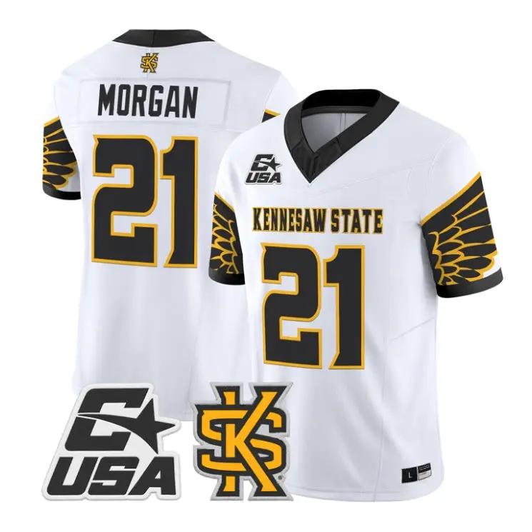 Triston_Morgan_Jersey_21_Kennesaw_State_Owls_2026_Limited_Stitched_White - Malcom Terry Triston Morgan Jersey #21 Kennesaw State Owls 2026 Limited Stitched by My Store NCAA Football Jerseys