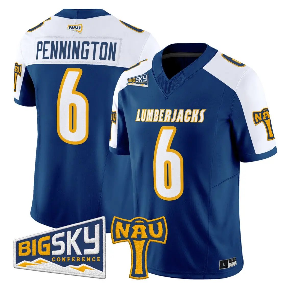 Ty_Pennington_Jersey_6_Northern_Arizona_Lumberjacks_2026_Vapor_Stitched_Navy_Alter - Malcom Terry Ty Pennington Jersey #6 Northern Arizona Lumberjacks 2026 Vapor Stitched by My Store NCAA Football Jerseys