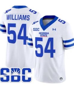 Tyhler_Williams_Jersey_54_Georgia_State_Panthers_2026_Stitched_White - Malcom Terry Tyhler Williams Jersey #54 Georgia State Panthers 2026 Stitched by My Store NCAA Football Jerseys