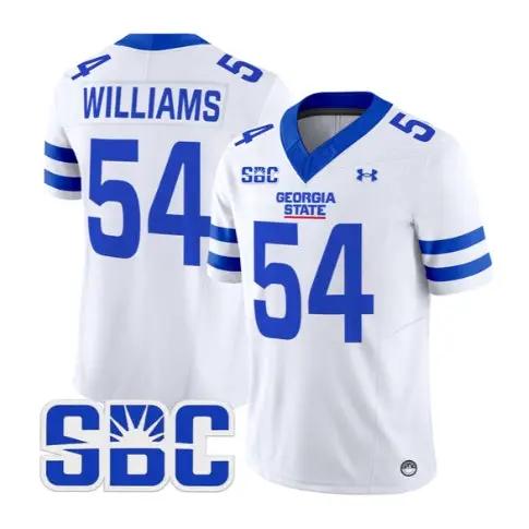 Tyhler_Williams_Jersey_54_Georgia_State_Panthers_2026_Stitched_White - Malcom Terry Tyhler Williams Jersey #54 Georgia State Panthers 2026 Stitched by My Store NCAA Football Jerseys