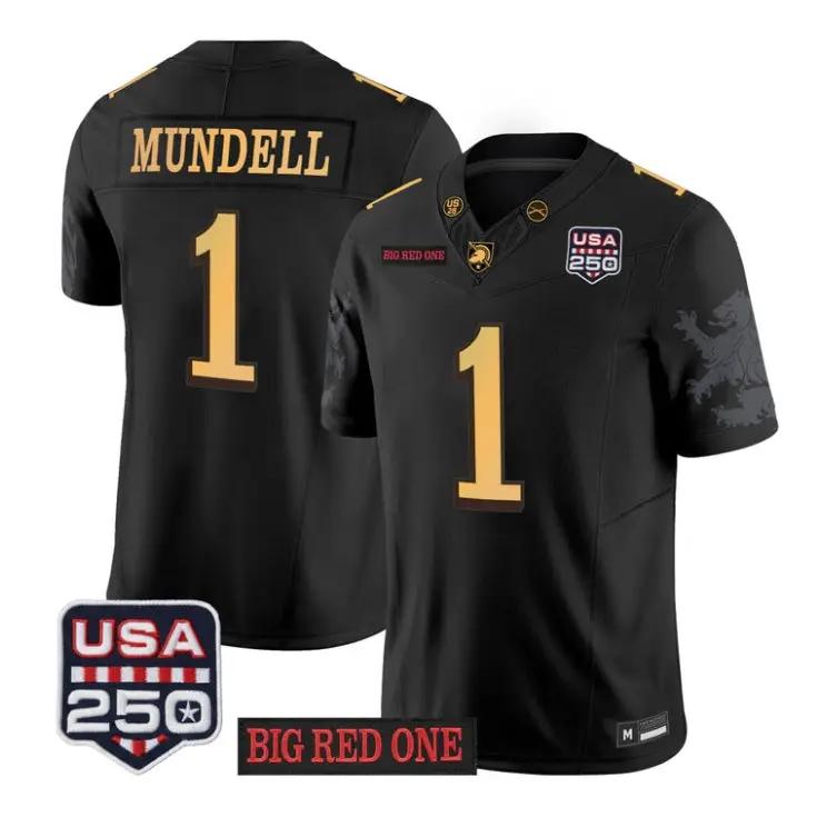 Zach Mundell Jersey #1 Army Black Knights 2026 Big Red One USA250 Patch Stitched 1 Zach Mundell Jersey #1 Army Black Knights 2026 Big Red One USA250 Patch Stitched by My Store NCAA Football Jerseys