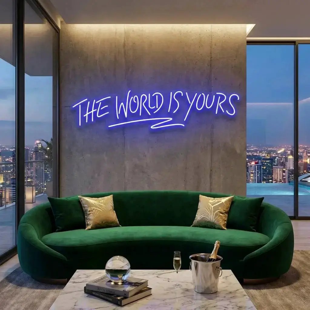 theworldisyoursblue-1 - Malcom Terry The World Is Yours Led Neon Sign Light - Upbeat Your Life by VN339