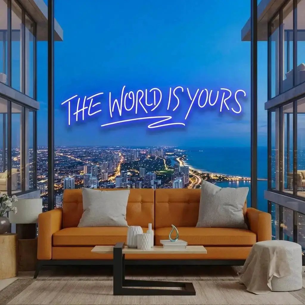 theworldisyoursblue-2 - Malcom Terry The World Is Yours Led Neon Sign Light - Upbeat Your Life by VN339