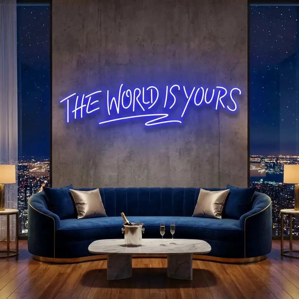 theworldisyoursblue-4 - Malcom Terry The World Is Yours Led Neon Sign Light - Upbeat Your Life by VN339