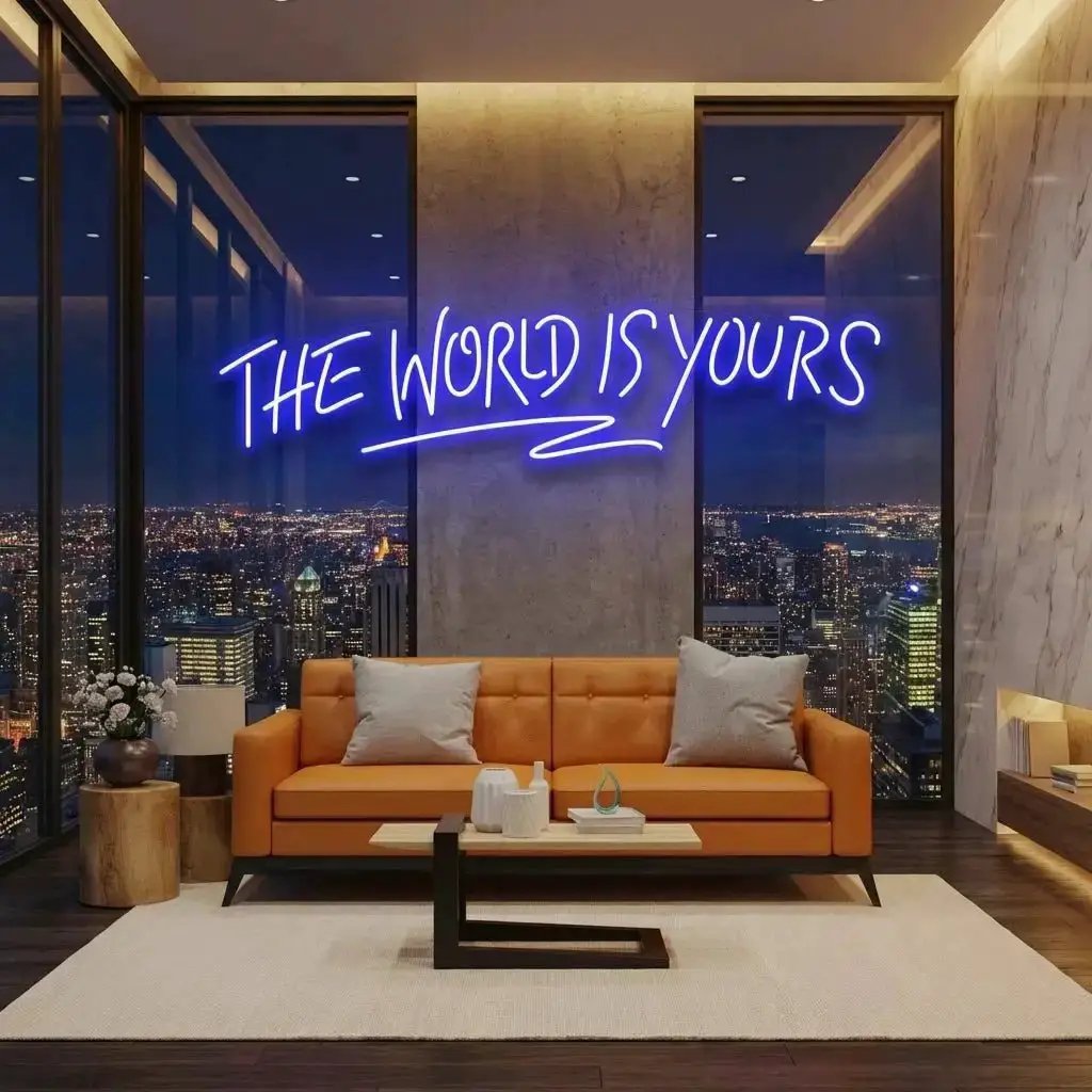 theworldisyoursblue-5 - Malcom Terry The World Is Yours Led Neon Sign Light - Upbeat Your Life by VN339