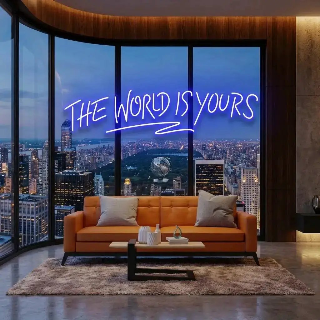 theworldisyoursblue-6 - Malcom Terry The World Is Yours Led Neon Sign Light - Upbeat Your Life by VN339