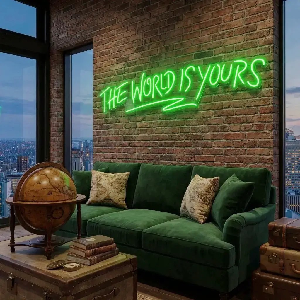 theworldisyoursgreen-1 - Malcom Terry The World Is Yours Led Neon Sign Light - Upbeat Your Life by VN339