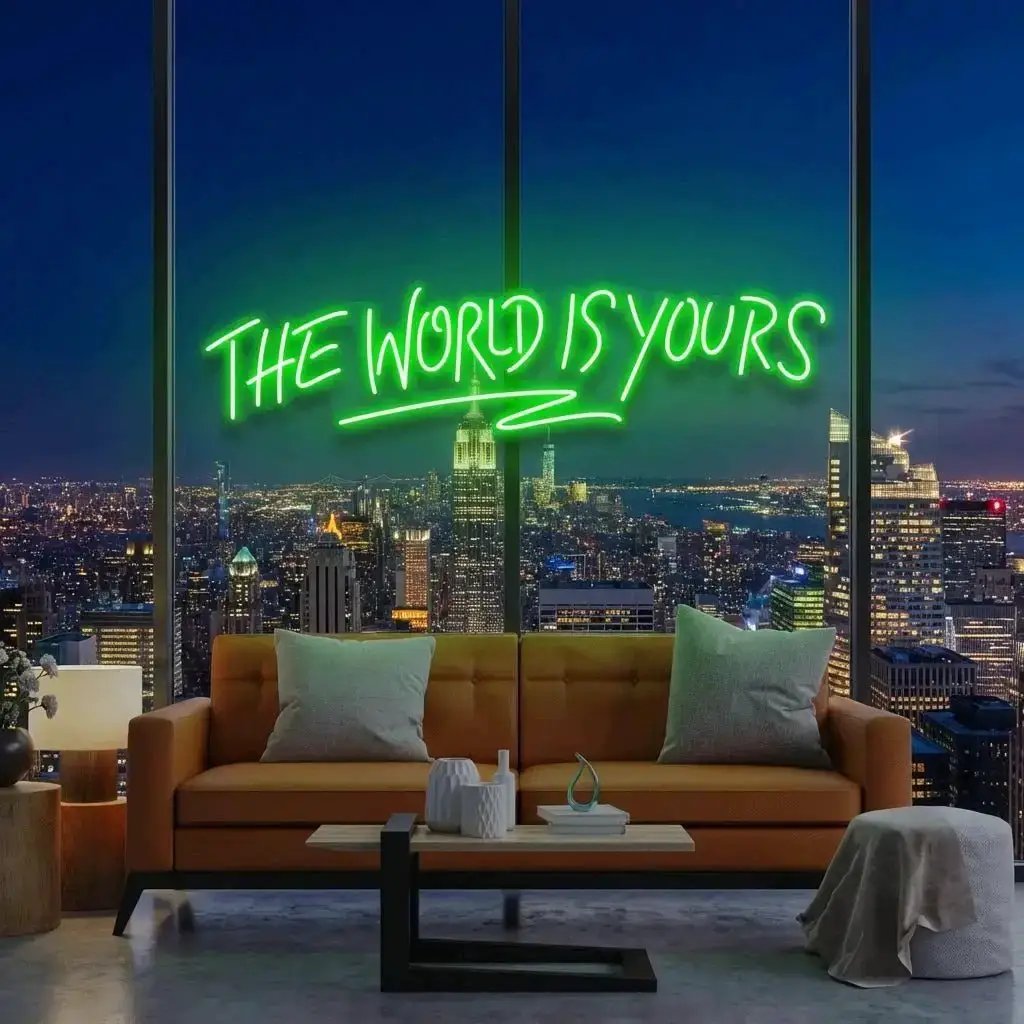 theworldisyoursgreen-3 - Malcom Terry The World Is Yours Led Neon Sign Light - Upbeat Your Life by VN339