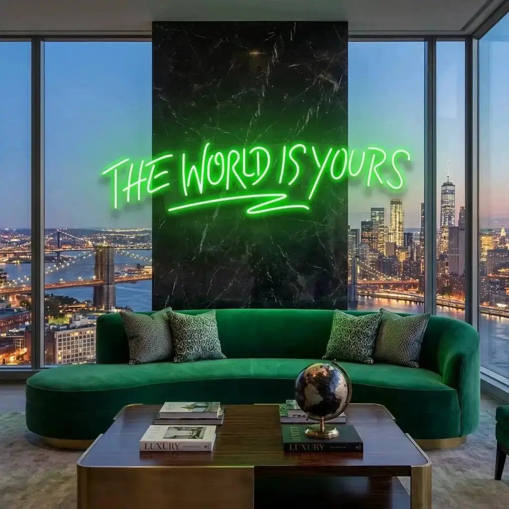 theworldisyoursgreen-4 - Malcom Terry The World Is Yours Led Neon Sign Light - Upbeat Your Life by VN339