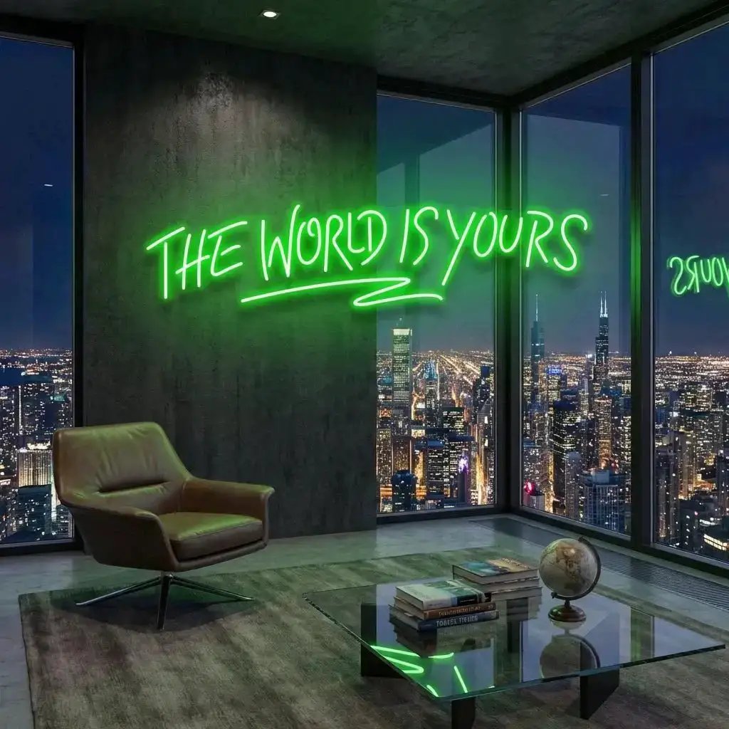 theworldisyoursgreen-5_3ec4ba3e-46d8-45a3-af3d-1d0b92517e91 - Malcom Terry The World Is Yours Led Neon Sign Light - Upbeat Your Life by VN339