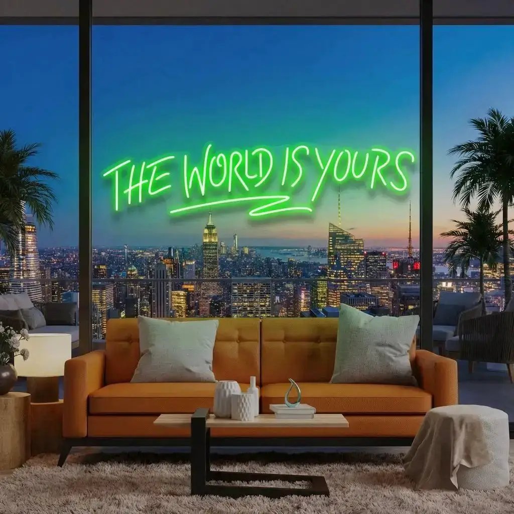 theworldisyoursgreen_5d3eab5e-f645-4ddf-8813-7d5f899a04da - Malcom Terry The World Is Yours Led Neon Sign Light - Upbeat Your Life by VN339