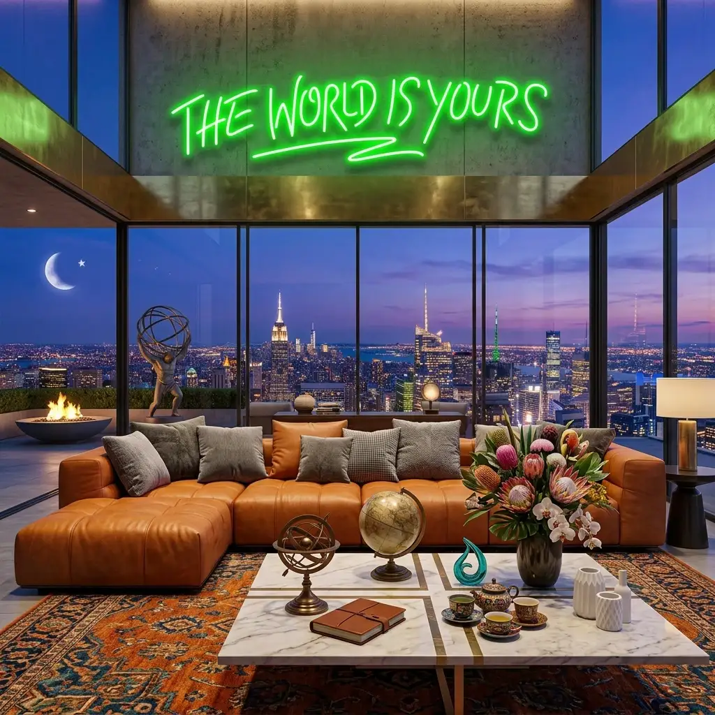 theworldisyoursgreen_7995f57e-8168-4502-8fa0-368d0a0572b3 - Malcom Terry The World Is Yours Led Neon Sign Light - Upbeat Your Life by VN339