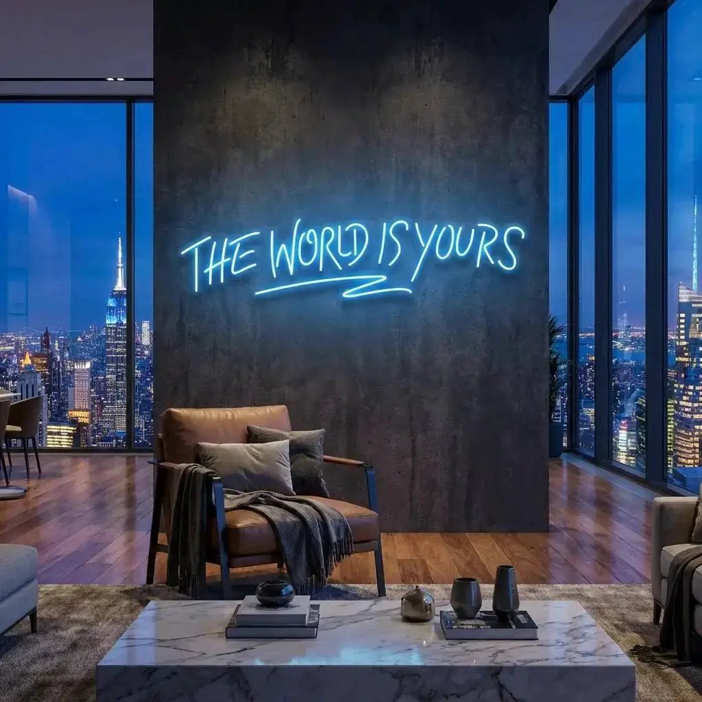 theworldisyourslightblue-1 - Malcom Terry The World Is Yours Led Neon Sign Light - Upbeat Your Life by VN339