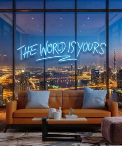 theworldisyourslightblue-2 - Malcom Terry The World Is Yours Led Neon Sign Light - Upbeat Your Life by VN339
