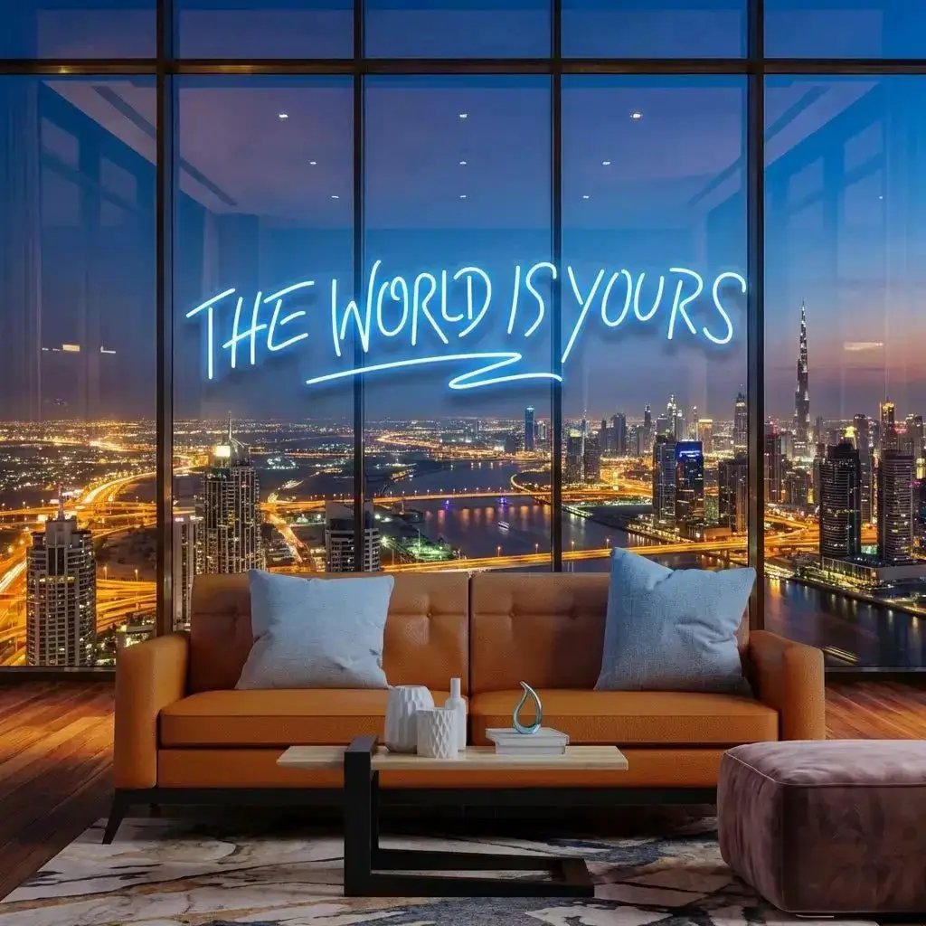 theworldisyourslightblue-2 - Malcom Terry The World Is Yours Led Neon Sign Light - Upbeat Your Life by VN339
