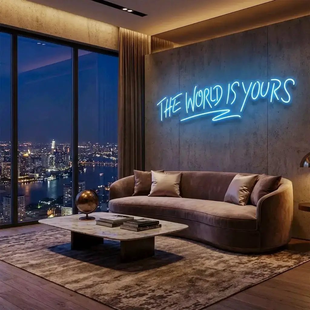theworldisyourslightblue-3 - Malcom Terry The World Is Yours Led Neon Sign Light - Upbeat Your Life by VN339