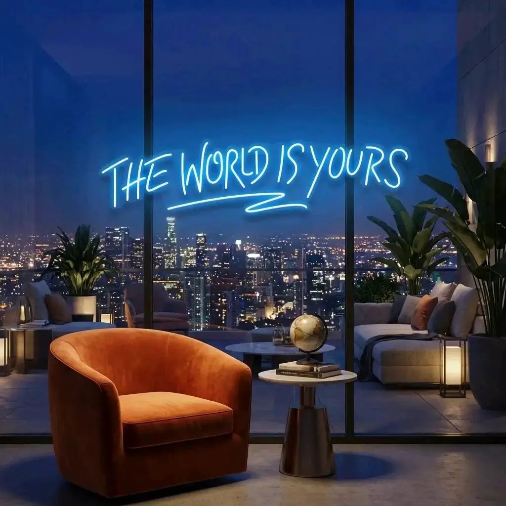 theworldisyourslightblue-4 - Malcom Terry The World Is Yours Led Neon Sign Light - Upbeat Your Life by VN339