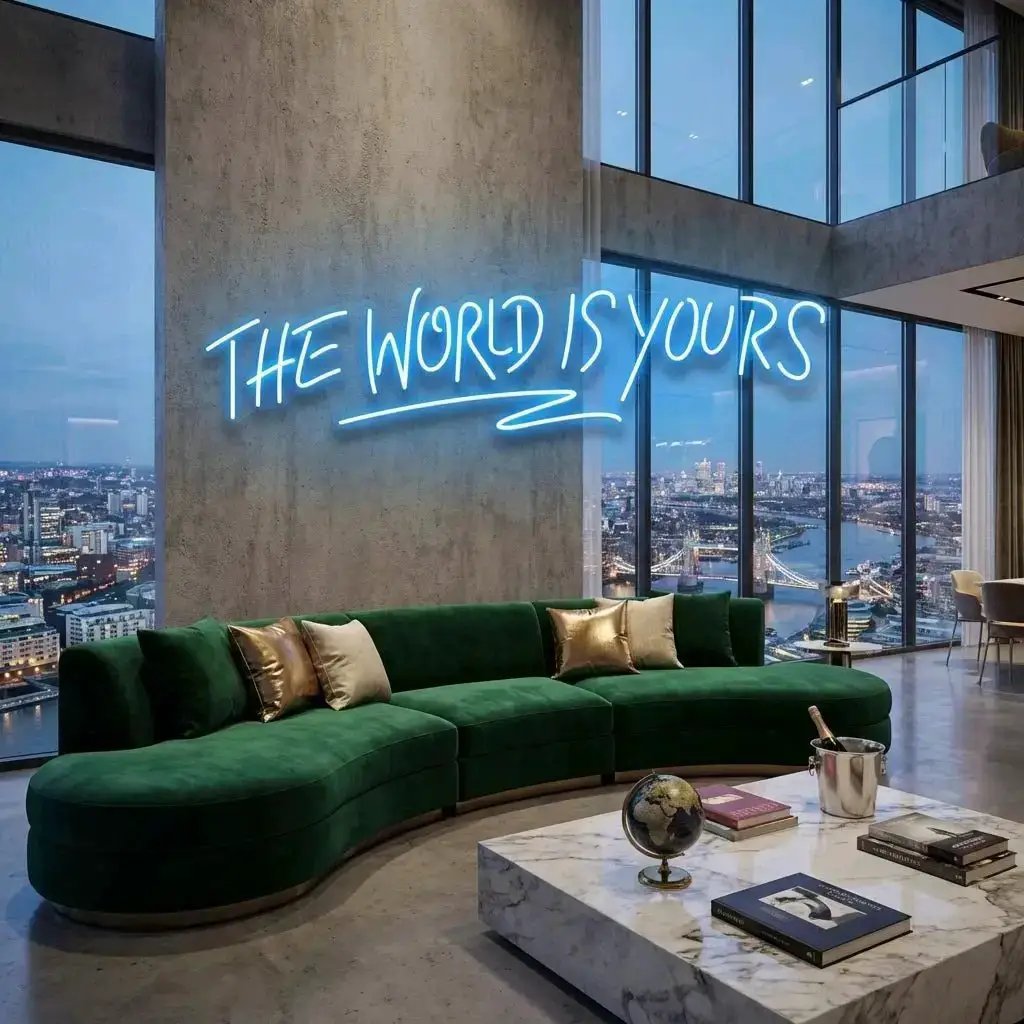 theworldisyourslightblue-5 - Malcom Terry The World Is Yours Led Neon Sign Light - Upbeat Your Life by VN339