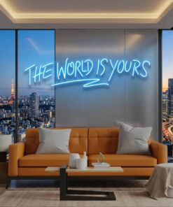 theworldisyourslightblue_2613a115-8b16-4903-b7ee-88d237484153 - Malcom Terry The World Is Yours Led Neon Sign Light - Upbeat Your Life by VN339