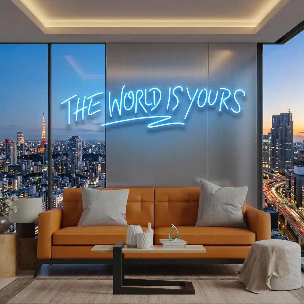 theworldisyourslightblue_2613a115-8b16-4903-b7ee-88d237484153 - Malcom Terry The World Is Yours Led Neon Sign Light - Upbeat Your Life by VN339