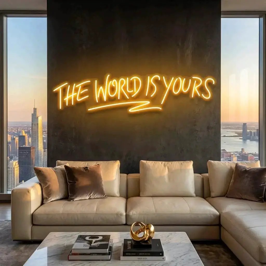theworldisyoursorange-2 - Malcom Terry The World Is Yours Led Neon Sign Light - Upbeat Your Life by VN339
