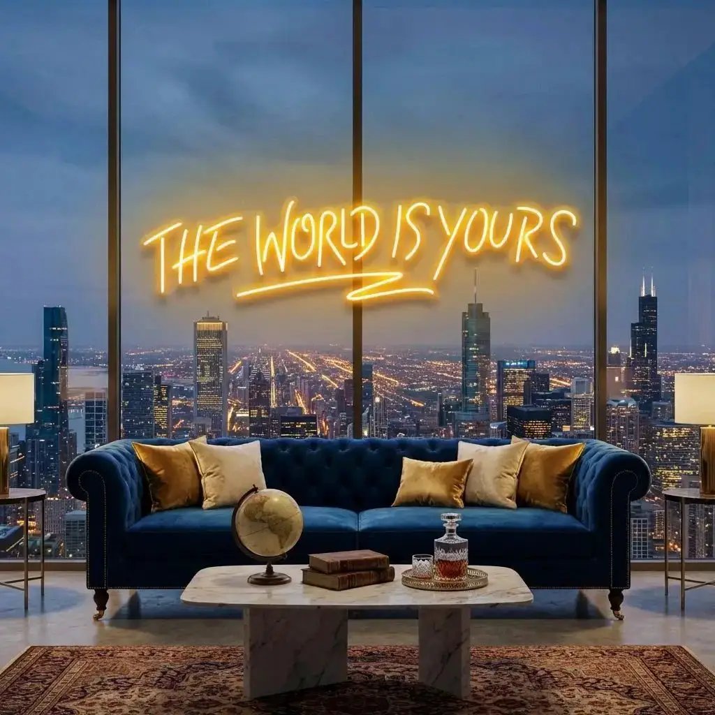 theworldisyoursorange-3 - Malcom Terry The World Is Yours Led Neon Sign Light - Upbeat Your Life by VN339