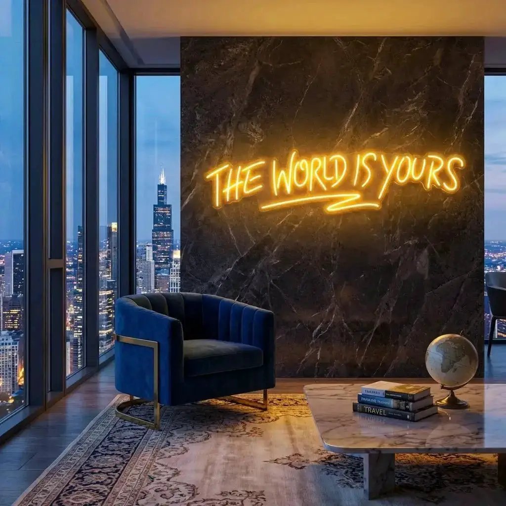 theworldisyoursorange-4 - Malcom Terry The World Is Yours Led Neon Sign Light - Upbeat Your Life by VN339
